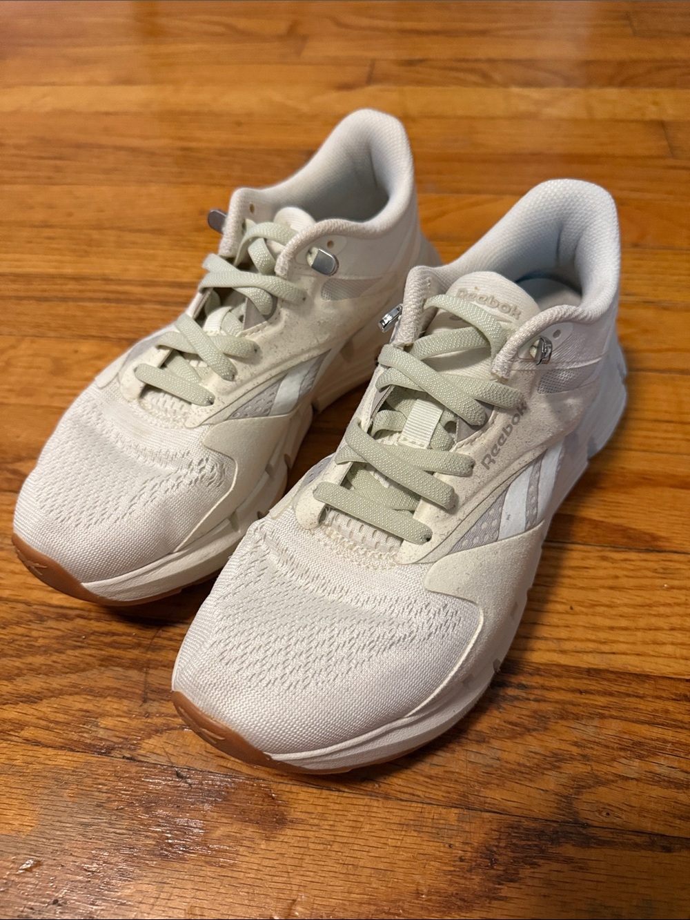 Reebok Off-White and Gum Neutral Lace-Up Sneakers